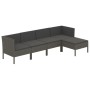 Set de muebles de jardín 5 pzas y cojines ratán sintético gris