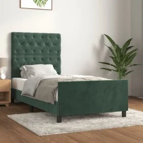 Dark green velvet bed frame with headboard 80x200 cm by , Beds and slatted bases - Ref: Foro24-3125907, Price: 159,44 €, Disc...