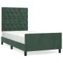 Dark green velvet bed frame with headboard 80x200 cm by , Beds and slatted bases - Ref: Foro24-3125907, Price: 159,44 €, Disc...