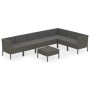 Set de muebles de jardín 8 pzas y cojines ratán sintético gris