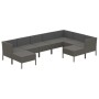 Set de muebles de jardín 9 pzas y cojines ratán sintético gris