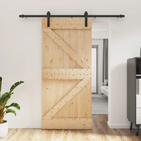 Schiebetür mit Beschlägen aus massivem Kiefernholz, 95 x 210 cm von , Türen - Ref: Foro24-3202985, Preis: 194,34 €, Rabatt: %