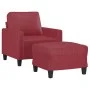 Red synthetic leather armchair with stool 60 cm by , Sofas - Ref: Foro24-3201022, Price: 182,77 €, Discount: %