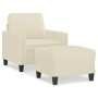Cream synthetic leather armchair with stool 60 cm by , Sofas - Ref: Foro24-3201020, Price: 190,03 €, Discount: %