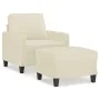 Cremefarbener Kunstledersessel mit Hocker 60 cm von , Sofas - Ref: Foro24-3201020, Preis: 187,22 €, Rabatt: %