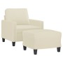 Cream synthetic leather armchair with stool 60 cm by , Sofas - Ref: Foro24-3201020, Price: 190,03 €, Discount: %