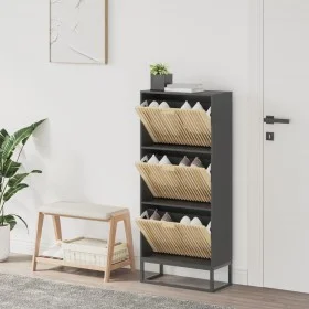 Black plywood shoe cabinet 52x25x120 cm by , Shoe racks and shoe organizers - Ref: Foro24-352128, Price: 170,61 €, Discount: %