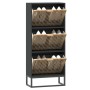 Black plywood shoe cabinet 52x25x120 cm by , Shoe racks and shoe organizers - Ref: Foro24-352128, Price: 179,52 €, Discount: %