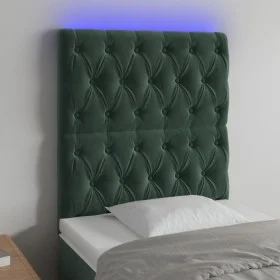 Headboard with LED lights dark green velvet 80x7x118/128 cm by , Headboards and footboards - Ref: Foro24-3122793, Price: 91,4...