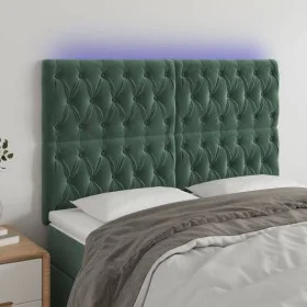 Headboard with LED lights dark green velvet 160x7x118/128 cm by , Headboards and footboards - Ref: Foro24-3122817, Price: 157...