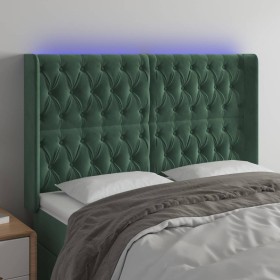 LED-Kopfteil aus dunkelgrünem Samt, 163 x 16 x 118/128 cm von , Kopf- und Fußteile - Ref: Foro24-3124441, Preis: 172,41 €, Ra...