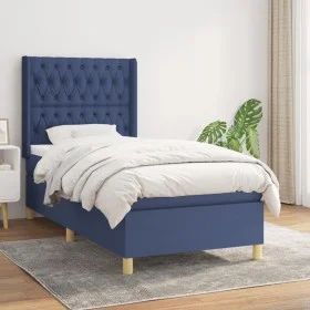 Box spring bed with blue fabric mattress 90x190 cm by , Beds and slatted bases - Ref: Foro24-3132199, Price: 360,02 €, Discou...