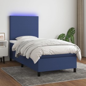 Box spring bed mattress and LED lights blue fabric 80x200 cm by , Beds and slatted bases - Ref: Foro24-3134675, Price: 359,88...