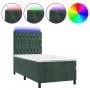 Box spring bed with mattress and LED dark green velvet 80x200 cm by , Beds and slatted bases - Ref: Foro24-3136272, Price: 32...