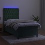 Box spring bed with mattress and LED dark green velvet 80x200 cm by , Beds and slatted bases - Ref: Foro24-3136272, Price: 32...