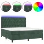 Box spring bed with mattress and LED dark green velvet 160x200cm by , Beds and slatted bases - Ref: Foro24-3136314, Price: 64...