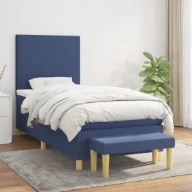 Box spring bed with blue fabric mattress 80x200 cm by , Beds and slatted bases - Ref: Foro24-3136955, Price: 357,24 €, Discou...