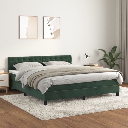 Boxspringbett mit dunkelgrüner Samtmatratze 160x200 cm von , Betten und Lattenroste - Ref: Foro24-3141494, Preis: 522,70 €, R...