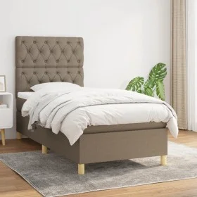 Box spring bed with taupe gray fabric mattress 80x200 cm by , Beds and slatted bases - Ref: Foro24-3142533, Price: 362,47 €, ...