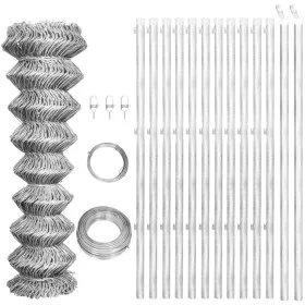 Wire fence and silver galvanized steel posts 25x0.8 m by vidaXL, fence panels - Ref: Foro24-141498, Price: 136,43 €, Discount: %