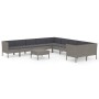 Set de muebles de jardín 11 pzas y cojines ratán sintético gris