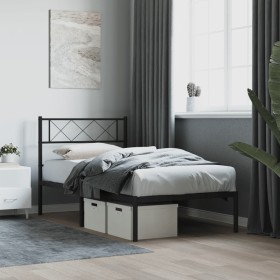 Bed frame with black metal headboard 107x203 cm by , Beds and slatted bases - Ref: Foro24-372273, Price: 67,97 €, Discount: %