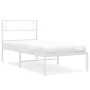 Metal bed frame with white headboard 107x203 cm by , Beds and slatted bases - Ref: Foro24-372322, Price: 65,42 €, Discount: %