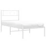 Metal bed frame with white headboard 107x203 cm by , Beds and slatted bases - Ref: Foro24-372322, Price: 65,42 €, Discount: %