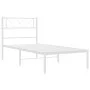 Metal bed frame with white headboard 107x203 cm by , Beds and slatted bases - Ref: Foro24-372322, Price: 65,42 €, Discount: %