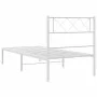Metal bed frame with white headboard 107x203 cm by , Beds and slatted bases - Ref: Foro24-372322, Price: 65,42 €, Discount: %