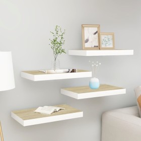 Schwebendes Wandregal 4 Stück MDF Eiche und Weiß 40x23x3,8 cm von , Regale und Regale - Ref: Foro24-326572, Preis: 48,93 €, R...