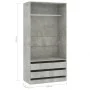 Armario de madera contrachapada gris hormigón 100x50x200 cm de , Armarios roperos - Ref: Foro24-800607, Precio: 182,88 €, Des...