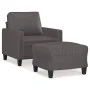 Sillón con taburete cuero sintético gris 60 cm de , Sofás - Ref: Foro24-3201021, Precio: 171,80 €, Descuento: %