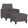 Sillón con taburete cuero sintético gris 60 cm de , Sofás - Ref: Foro24-3201021, Precio: 171,80 €, Descuento: %