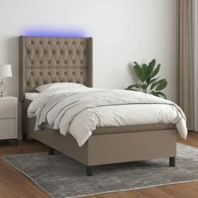 Box spring bed with mattress and taupe gray LED lights 80x200 cm by , Beds and slatted bases - Ref: Foro24-3138513, Price: 39...