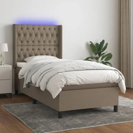 Box spring bed with mattress and taupe gray LED lights 80x200 cm by , Beds and slatted bases - Ref: Foro24-3138513, Price: 39...
