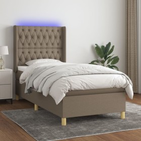 Box spring bed with mattress and taupe gray LED lights 80x200 cm by , Beds and slatted bases - Ref: Foro24-3139073, Price: 37...
