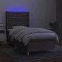 Box spring bed with mattress and taupe gray LED lights 80x200 cm by , Beds and slatted bases - Ref: Foro24-3139073, Price: 38...