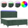 Box spring bed with mattress and LED dark green velvet 160x200cm by , Beds and slatted bases - Ref: Foro24-3139754, Price: 61...