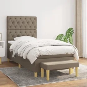 Box spring bed with taupe gray fabric mattress 80x200 cm by , Beds and slatted bases - Ref: Foro24-3137353, Price: 400,34 €, ...