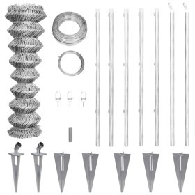 Metal fence with galvanized steel posts stakes 15x1 m by vidaXL, fence panels - Ref: Foro24-141503, Price: 180,59 €, Discount: %