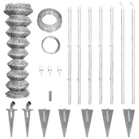 Metal fence with galvanized steel posts stakes 15x1 m by vidaXL, fence panels - Ref: Foro24-141503, Price: 177,13 €, Discount: %