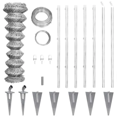 Valla metálica con estacas postes acero galvanizado 15x1 m de vidaXL, Paneles de vallas - Ref: Foro24-141503, Precio: 177,08 ...