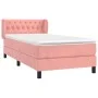 Box spring bed with pink velvet mattress 90x190 cm by , Beds and slatted bases - Ref: Foro24-3127648, Price: 325,36 €, Discou...