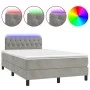 Box spring bed with mattress and LED light gray velvet 120x200 cm by , Beds and slatted bases - Ref: Foro24-3134573, Price: 3...
