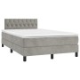Box spring bed with mattress and LED light gray velvet 120x200 cm by , Beds and slatted bases - Ref: Foro24-3134573, Price: 3...