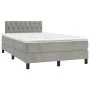 Box spring bed with mattress and LED light gray velvet 120x200 cm by , Beds and slatted bases - Ref: Foro24-3134573, Price: 3...