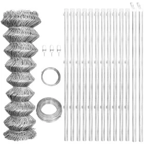 Wire mesh fence and silver galvanized steel posts 25x1 m by vidaXL, fence panels - Ref: Foro24-141499, Price: 153,51 €, Disco...