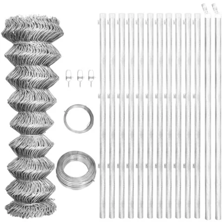 Wire mesh fence and silver galvanized steel posts 25x1 m by vidaXL, fence panels - Ref: Foro24-141499, Price: 153,51 €, Disco...