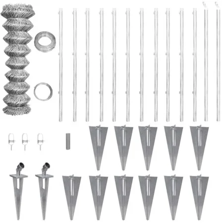 Metal fence with stakes and galvanized steel posts 25x1 m by vidaXL, fence panels - Ref: Foro24-141507, Price: 278,36 €, Disc...